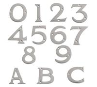 Satin Chrome Numerals Door Numbers 0-9 3" 75mm & Letters A B C 2.5/8" - 65 mm (4)
