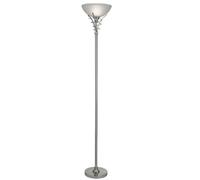Satin Silver Scroll Floor Stand Frosted Glass