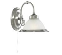 Satin Silver Frame Wall Fitting Bracket Light with Acid Ribbed Glass Diffuser