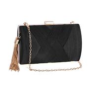 Satin Clutch Bag for Women - Elegant Evening Bag with Tassel Pendant and Detachable Chain