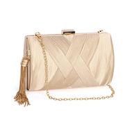 Satin Clutch Bag for Women - Tassel Pendant Elegant Evening Handbag with Detachable Chain for Wedding, Bridal, Prom, Party