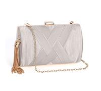 Satin Clutch for Women - Elegant Evening Bag With Tassel Pendant for Wedding, Bridal, Prom Party - Handbag Crossbody With Detachable Chain