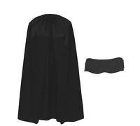 Satin Costume Cape with Mask for Kids and Adults 140 cm, Superhero Cape with Mask Halloween Cosplay Carnival with Adjustable Ribbon Unisex (Black)