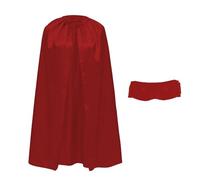 Satin Costume Cloak with Mask for Children and Adults 90 cm, Superhero Cape with Mask Halloween Cosplay Carnival with Adjustable Ribbon Unisex (Red)