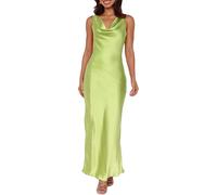 Satin Cowl Neck Sleeveless Backless Maxi Wedding Guest Dress Silk Open Back Tie Back Prom Formal Dresses for Women 2025, Green, M