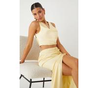 Satin Cowl Neck Top & Maxi Skirt Co-ord MissPap Yellow 10