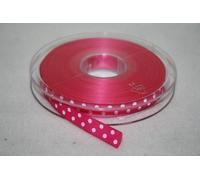 Satin Craft Ribbon in Plain & Polka Dot Designs Patterns for Crafting, Gift Wrap & Sewing - Gifts, Haberdashery & Decorations. (Cerise, 10mm Polka Dot)