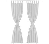 Satin Curtains 140 x 175 cm White with Eyelets and Loops Opaque Blackout Insulating Ideal for Living Room Bedroom Children's Room Kitchen Balcony Door 2-Piece Set