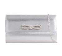 Satin Diamante Bow Style Bridal Prom Wedding Evening Clutch Party Purse Hand Bag (Metallic Silver)