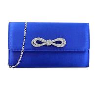 Satin Diamante Bow Style Bridal Prom Wedding Evening Clutch Party Purse Hand Bag (Royal Blue)