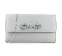 Satin Diamante Bow Style Bridal Prom Wedding Evening Clutch Party Purse Hand Bag (Silver)