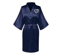 Satin Dressing Gown for Women Silk Robe Sleepwear with 3/4 Sleeve Kimono Bathrobe Bachelorette Robe Wedding Bridesmaid Robes Lightweight Loungewear Nightwear Pyjama for Night, Morning Party UK Size