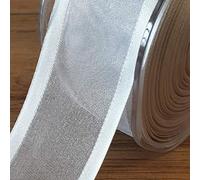 Satin Edge Crystal Shimmer Organza Ribbon 1 Metre Cut to Order (Silver, 38mm)
