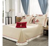 Satin Embroidery Egyptian Cotton Bedding Set 4/6pcs Duvet Cover Bedsheet Thick Bedspread Set (Color : A, Size : King size 4pcs) (A King size 6pcs)