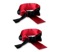 Satin Eye Mask, Pack of 2 Silk Blindfold Sleeping Mask Adjustable Sleeping Mask Silk Soft Eye Mask for Sleeping and Travel Red Black Blindfold
