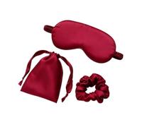 Satin Eye Mask Set for Sleeping & 3 in 1 Sleep Mask Blackout Kit(Wine red) | Polyester Sleeping Eye Mask with Scrunchie and Storage Bag, Portable Drowsy Sleep Mask for Travel Nap