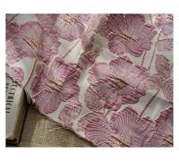 Satin Fabric Embossed Gold Silk Large Flower Yarn Dyed Jacquard Fabric Stiff Retro Dress 45cmx145cm Satin Table Cloth Fabric(Pink)