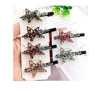 Satin Fabric Hair Bands with Clips, Rhinestone Star Heart Starfish Hairpin Duckbill Clip, Double Bangs Hair Clips, Braided Hairstyle Hairpin for Styling and Sectioning Headdress for Women Girls (Star