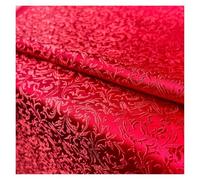 Satin Fabric Jacquard Pattern Fabrics Damask for Sewing Cheongsam and Kimono Material DIY Needlework Satin Dress Bag(Bright Red,100cmx75cm)