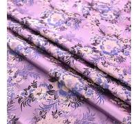 Satin Fabric, National Style Cheongsam Dress Fabric Tibetan Clothing Ethnic Ancient Costume 100×75cm(Purple)
