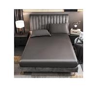 Satin Fitted Sheet Small Double Queen Super King Size Summer Ice Silk Solid Color Fitted Bed Sheets 25cm Deep Pocket Fitted Bed Sheets 1 Piece (Color : Coffee, Size : Queen)