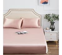Satin Fitted Sheet, Twin Fitted Sheet Only, 1 - Piece Ultra Soft Deep Pocket Single Silk Bottom Bed Sheet Twin - Old Rose