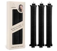 Satin Flexi Rods for Heatless Overnight Jumbo Curls, No-Heat Styling Tools for All Hair Types, 3pcs Black