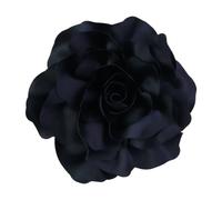 Satin Flower Brooch Corsage Pin Costume Accessory Versatile Decorative Clip Elegantly Shaped Suitable for L, Black
