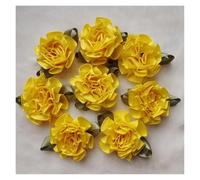 Satin Flowers 100pcs Artificial Carnation Satin Ribbon Flowers Bows Appliques Handmade DIY Sewing Craft Accessories Wedding Dress Decoration Wedding Ornament(Yellow)