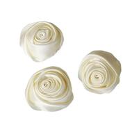 Satin Flowers 10Pcs 6.5CM/4.5CM/3CM Satin Rose Fabric Artificial Flower for DIY Headwear Accessories Wedding Dress Clothing Decoration Wedding Ornament(Beige,6.5CM)