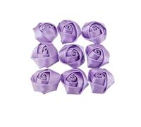 Satin Flowers 10Pieces/Bag 3.5-4cm Satin Ribbon Rose Flower Silk Fabric Handmade DIY Wedding Bouquet Hair Cloth Accessories Wedding Ornament(Lavender)