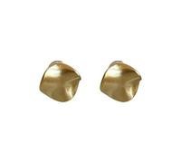 Satin Gold Curved Stud Earrings, Vintage-Inspired Hammered Geometric Statement Earrings, Minimalist Aesthetic Metallic Earrings for Women, Trendy Everyday & Party Jewelry Gift