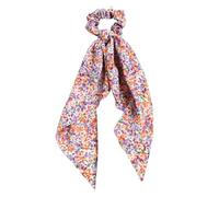 Satin Hair Scarf Floral Printing Bow Long Ribbon Ponytail Scarf Hair Tie Scrunchies Women Girls Elastic Hair Bands Hair Accessories For Ladies Girls Hair Decor(Lilac)