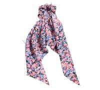 Satin Hair Scarf Floral Printing Bow Long Ribbon Ponytail Scarf Hair Tie Scrunchies Women Girls Elastic Hair Bands Hair Accessories For Ladies Girls Hair Decor(Royal Blue)