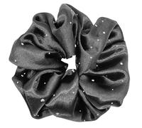 Satin Hair Scrunchie with Rhinestones Large Hair Bobbles Scrunchies Satin for Women, Elastic Soft Hair-Friendly, Scrunchie Ponytail Holder for Thick and Thin Hair, for Women and Girls (Black)