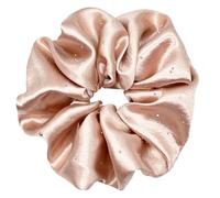 Satin Hair Scrunchie with Rhinestones, Large Hair Bobbles, Scrunchies Satin for Women, Elastic Soft Hair-Friendly, Scrunchie Ponytail Holder for Thick and Thin Hair, for Women and Girls (Pink)