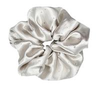 Satin Hair Scrunchie with Rhinestones, Large Hair Bobbles, Scrunchies Satin for Women, Elastic Soft Hair-Friendly, Scrunchie Ponytail Holder for Thick and Thin Hair, for Women and Girls (Light Grey)