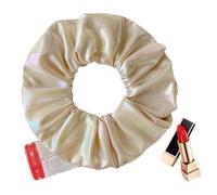 Satin Hairtie, Secure Money Holder - Discreet Valuables Band, Silk Like Material Finish, Keeps Small Items Safe, Fashionable Headwear Ornament, Strong Stretch Loop Midnight Black Silk