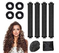Satin Heatless Curling Rod, Heatless Curling Set, 4 Pcs Blowout Rods, Overnight Curls with Overnight Blowout Rods, Dly Curling Rod for All Curls Hair Types