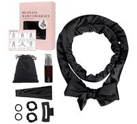 Satin Heatless Curling Set, Kitsch Satin Heatless Curling Set, Heatless Curls Set for Women, Eternal Muse Hair Heatless Curl,Overnight Curls Hair Wrap Curler, 9 PCS (Muiticolor-Black, One Size)