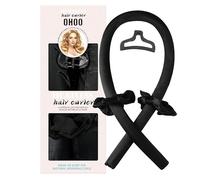 Satin Heatless Hair Curler Set Hair Rollers No Heat Curlers Curling Rod Headband with Hair Ties Clip Black