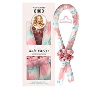 Satin Heatless Hair Curler Set Hair Rollers No Heat Curlers Curling Rod Headband with Hair Ties Clip Tie Dye Pink