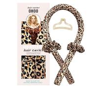 Satin Heatless Hair Curler Set Hair Rollers Overnight No Heat Curlers to Sleep in Curling Rod Headband with Hair Ties Clip (Leopard Print, Onesize)