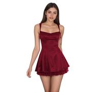 Satin Homecoming Dresses Straps Short Prom Dresses 2025 for Teens Aline Formal Cocktail Party Gown, Wine Red, 14
