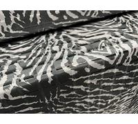 Satin Jacquard Woven Dress Fabric, per metre - Zebra Animal Print - Charcoal Grey & White