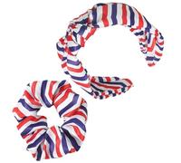 Satin Knot Headbands and Hair Scrunchies Set, American Flag Tribute | Lightweight Quick Styling for Long or Medium Hair, Daily Wear and Photo Shoots, Teen and Cheer Teams
