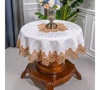 Satin Lace Tablecloth Floral Solid Color Di Cover for Weddings Banquets & Home Decor Round 130cm (D) Lace Tablecloths Table Covers