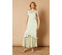 Satin Lace Tie Shoulder Maxi Dress Oasis Pistachio 10