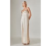 Satin Lace Trim Maxi Slip Dress NastyGal Champagne 6