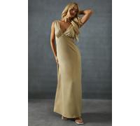 Satin Lace Trim Tie Detail Maxi Dress MissPap Champagne 8